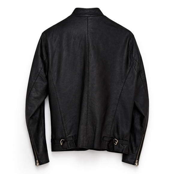 Paul Smith PS Black Lamb Leather Jacket Mens M Moto Zip Designer - Picture 2 of 11